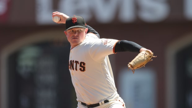 SF Giants starter Logan Webb pitches on August 18th.